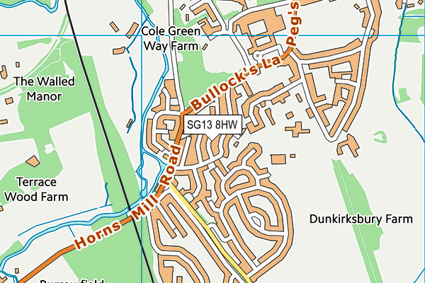 SG13 8HW map - OS VectorMap District (Ordnance Survey)