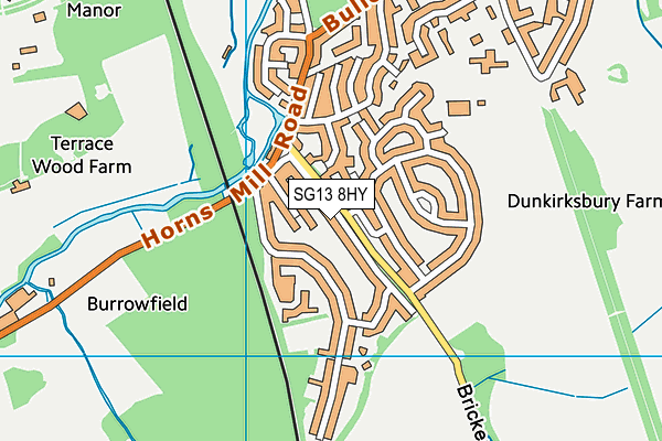 SG13 8HY map - OS VectorMap District (Ordnance Survey)