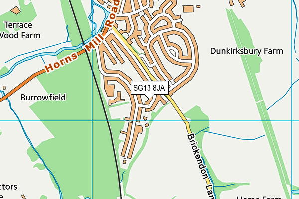 SG13 8JA map - OS VectorMap District (Ordnance Survey)