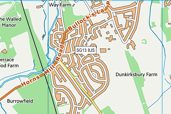 SG13 8JS map - OS VectorMap District (Ordnance Survey)