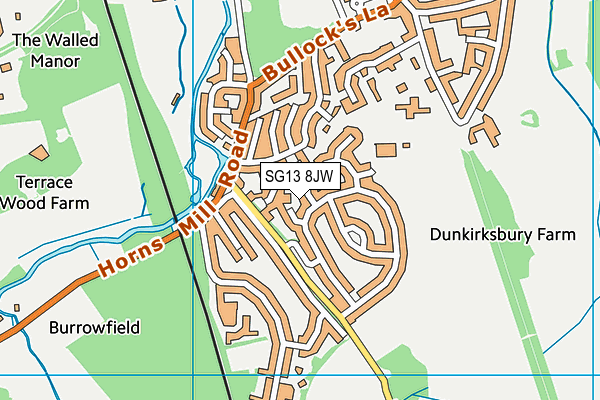 SG13 8JW map - OS VectorMap District (Ordnance Survey)