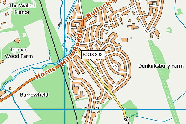 SG13 8JX map - OS VectorMap District (Ordnance Survey)