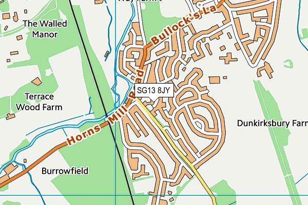 SG13 8JY map - OS VectorMap District (Ordnance Survey)
