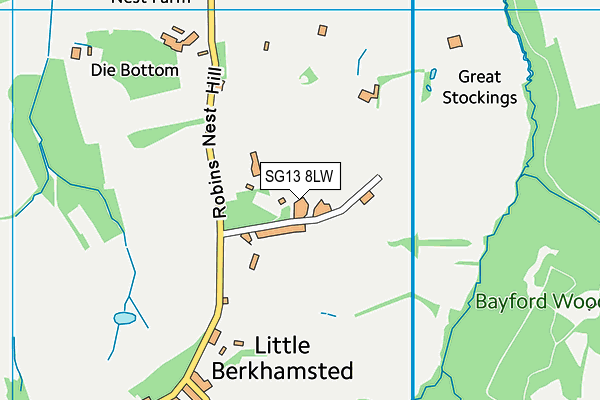 SG13 8LW map - OS VectorMap District (Ordnance Survey)