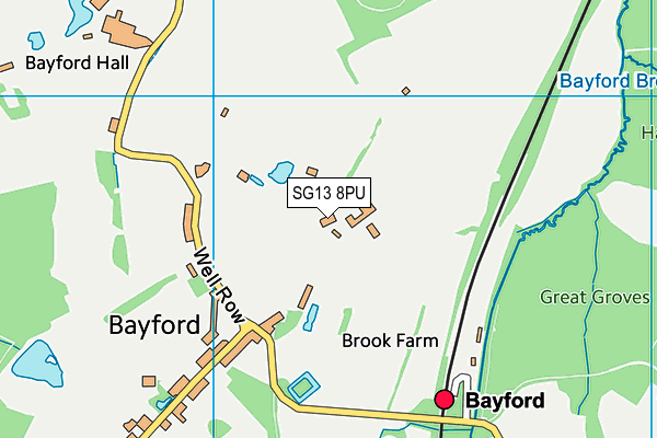Bayford And Hertford Nondescripts Cricket Club map (SG13 8PU) - OS VectorMap District (Ordnance Survey)