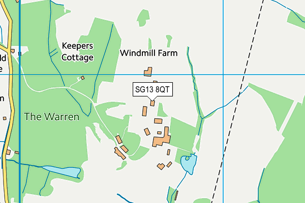 Ponsbourne Park Tennis Club (Closed) map (SG13 8QT) - OS VectorMap District (Ordnance Survey)