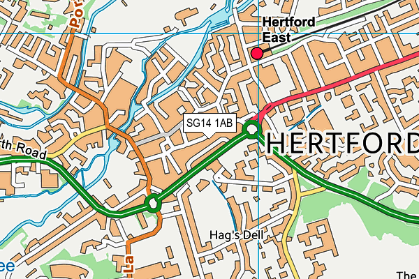 SG14 1AB map - OS VectorMap District (Ordnance Survey)