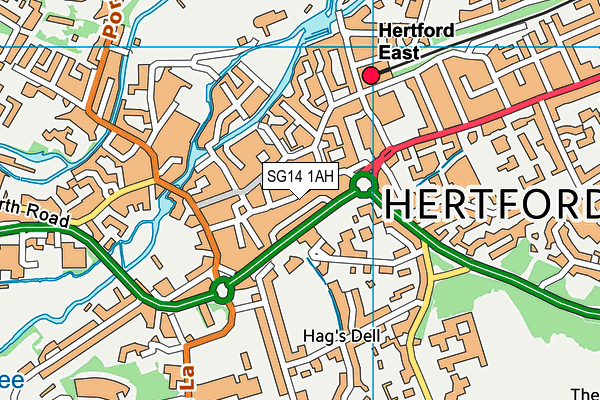 SG14 1AH map - OS VectorMap District (Ordnance Survey)