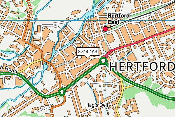 SG14 1AS map - OS VectorMap District (Ordnance Survey)