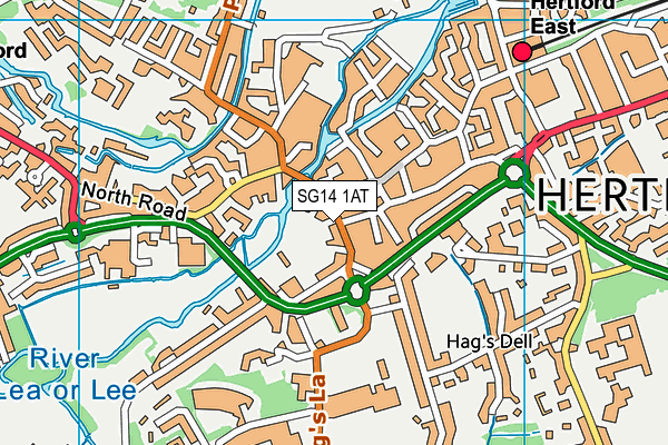 SG14 1AT map - OS VectorMap District (Ordnance Survey)