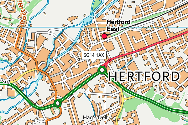 SG14 1AX map - OS VectorMap District (Ordnance Survey)