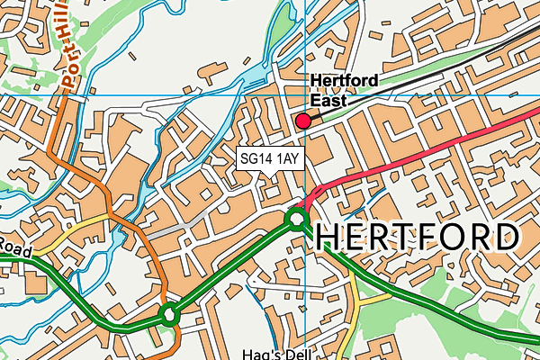 SG14 1AY map - OS VectorMap District (Ordnance Survey)