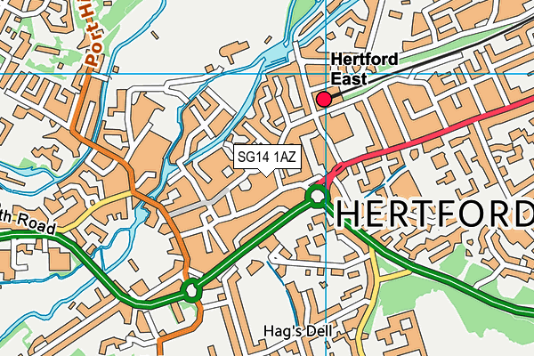 SG14 1AZ map - OS VectorMap District (Ordnance Survey)