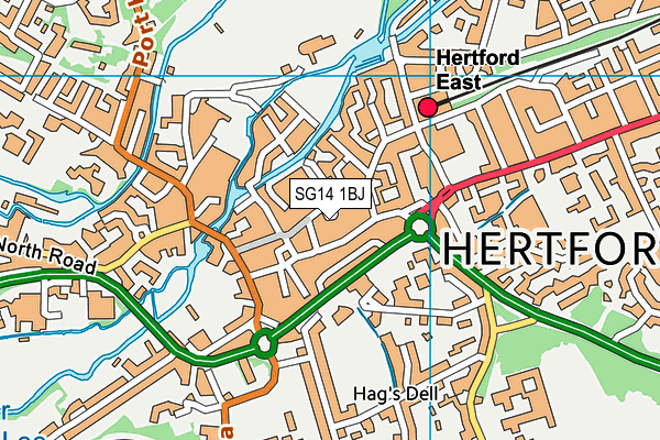 SG14 1BJ map - OS VectorMap District (Ordnance Survey)