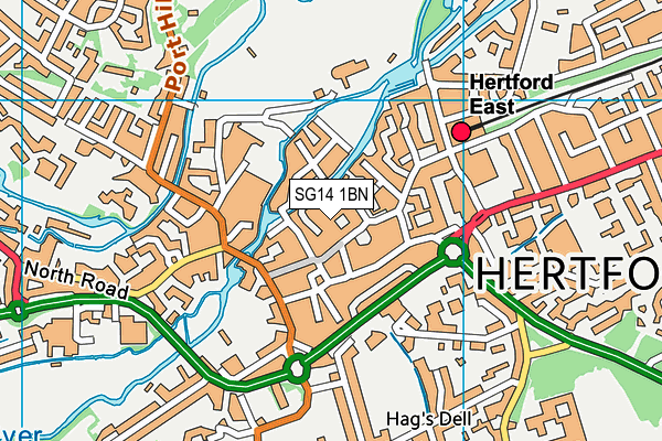 SG14 1BN map - OS VectorMap District (Ordnance Survey)