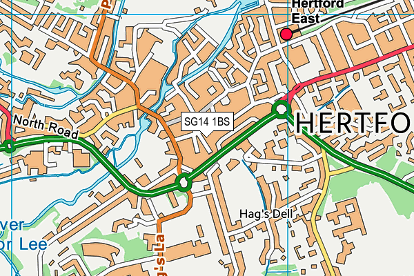 SG14 1BS map - OS VectorMap District (Ordnance Survey)