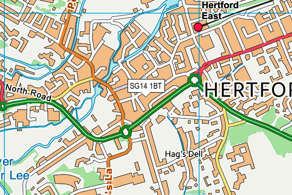 SG14 1BT map - OS VectorMap District (Ordnance Survey)