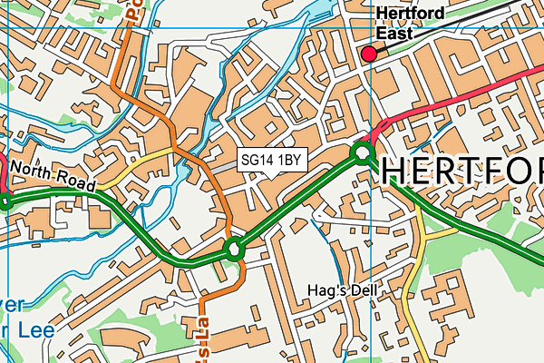 SG14 1BY map - OS VectorMap District (Ordnance Survey)