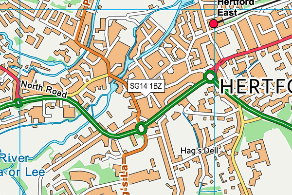 SG14 1BZ map - OS VectorMap District (Ordnance Survey)