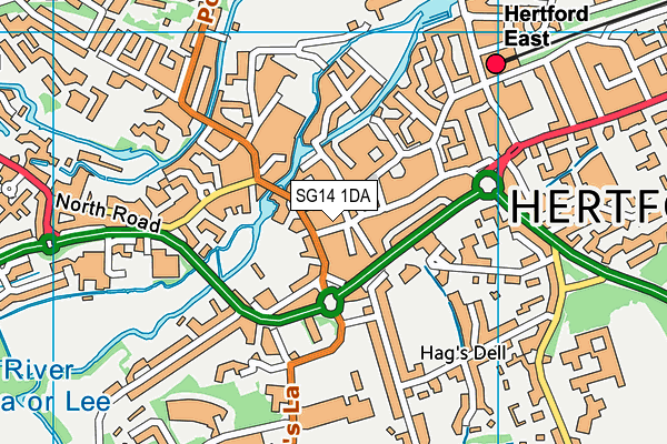 SG14 1DA map - OS VectorMap District (Ordnance Survey)