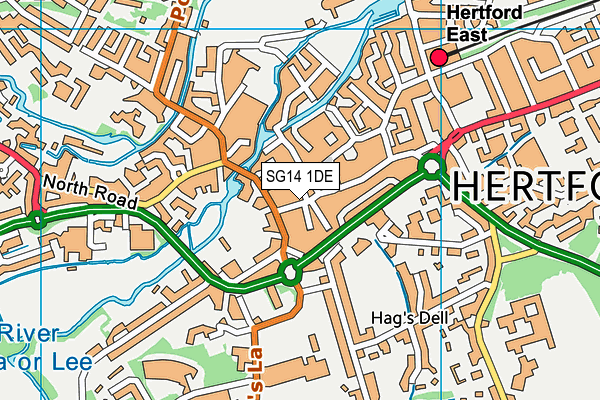 SG14 1DE map - OS VectorMap District (Ordnance Survey)