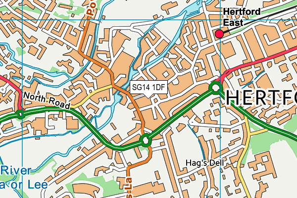 SG14 1DF map - OS VectorMap District (Ordnance Survey)