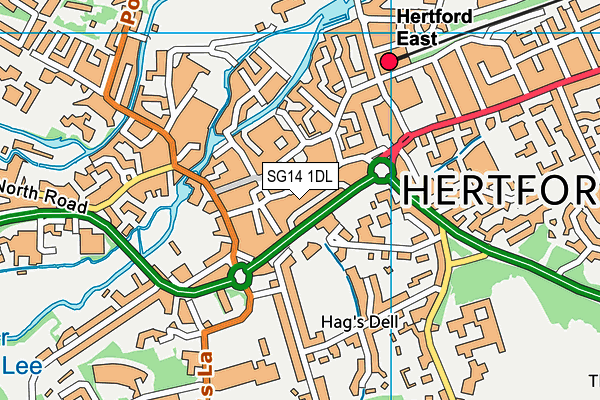 SG14 1DL map - OS VectorMap District (Ordnance Survey)