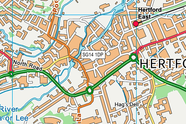 SG14 1DP map - OS VectorMap District (Ordnance Survey)