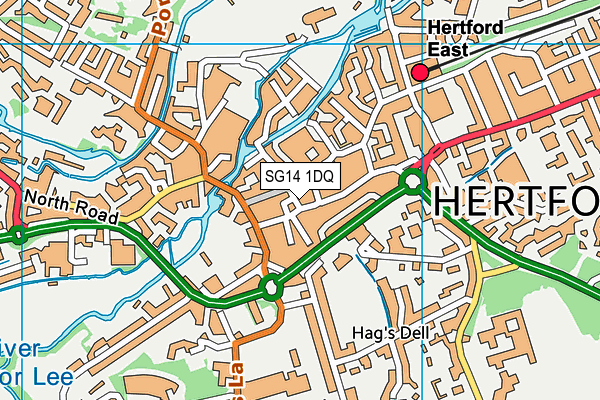 SG14 1DQ map - OS VectorMap District (Ordnance Survey)