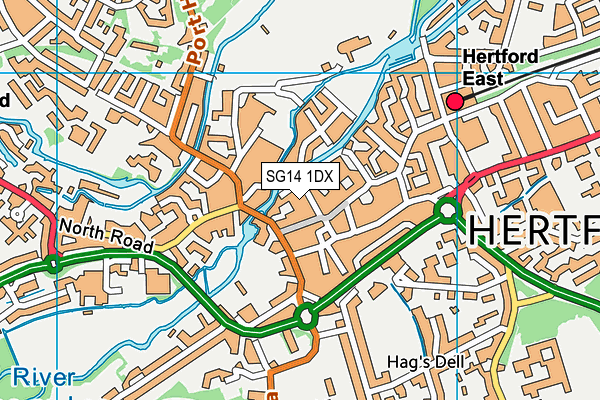 SG14 1DX map - OS VectorMap District (Ordnance Survey)