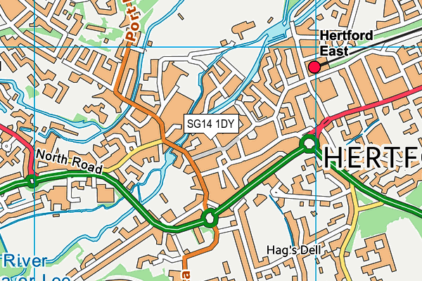 SG14 1DY map - OS VectorMap District (Ordnance Survey)