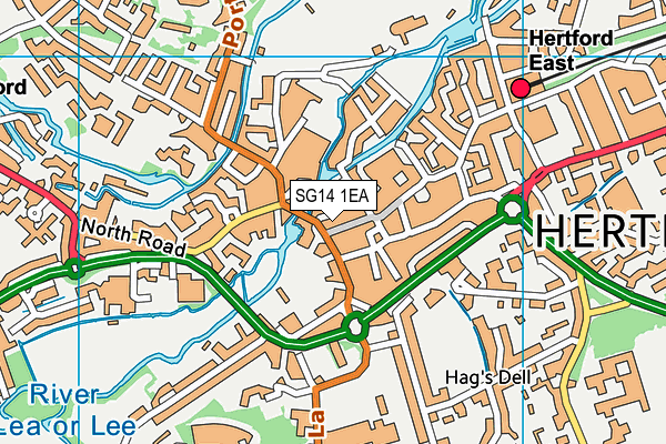 SG14 1EA map - OS VectorMap District (Ordnance Survey)