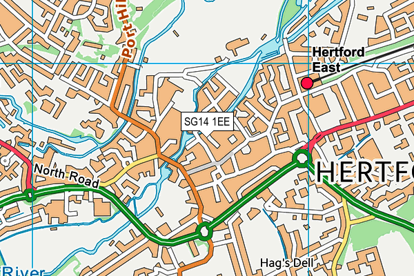 SG14 1EE map - OS VectorMap District (Ordnance Survey)