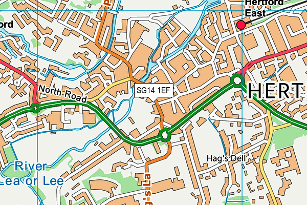 SG14 1EF map - OS VectorMap District (Ordnance Survey)