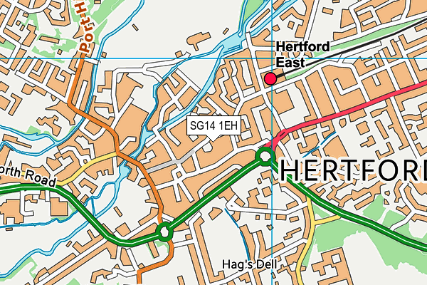 SG14 1EH map - OS VectorMap District (Ordnance Survey)