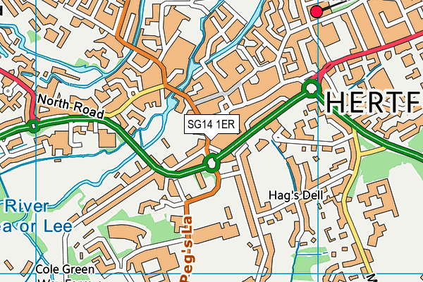 SG14 1ER map - OS VectorMap District (Ordnance Survey)