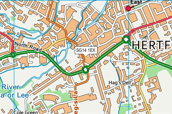 SG14 1EX map - OS VectorMap District (Ordnance Survey)