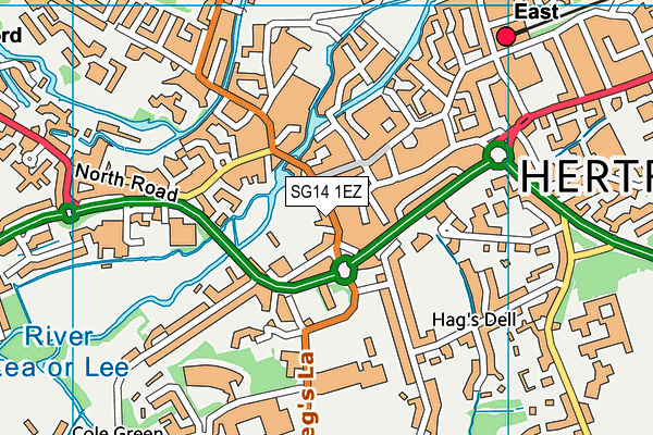 SG14 1EZ map - OS VectorMap District (Ordnance Survey)