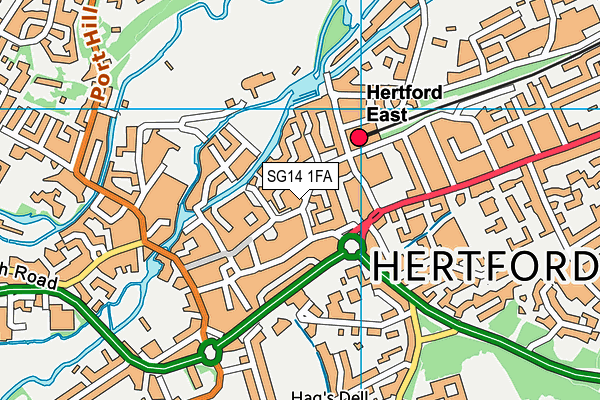 SG14 1FA map - OS VectorMap District (Ordnance Survey)