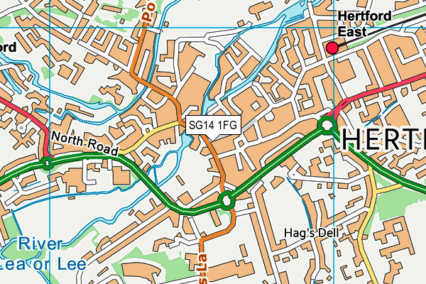 SG14 1FG map - OS VectorMap District (Ordnance Survey)