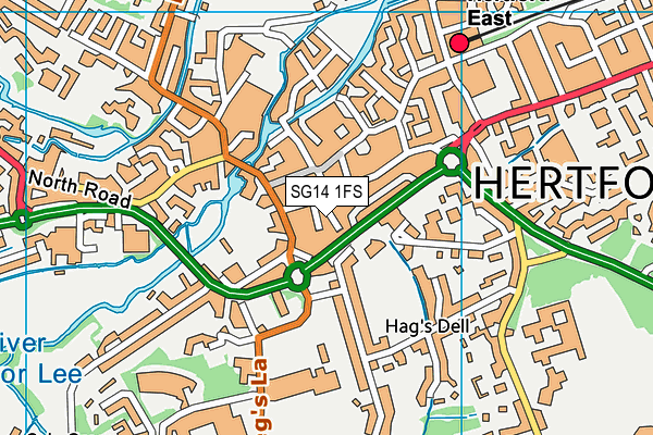 SG14 1FS map - OS VectorMap District (Ordnance Survey)