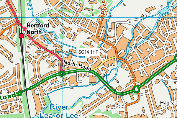 SG14 1HT map - OS VectorMap District (Ordnance Survey)