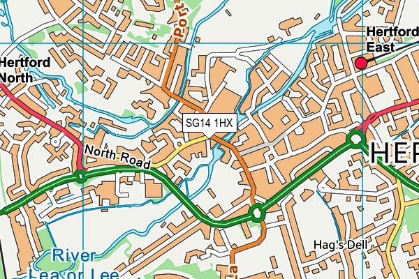 SG14 1HX map - OS VectorMap District (Ordnance Survey)