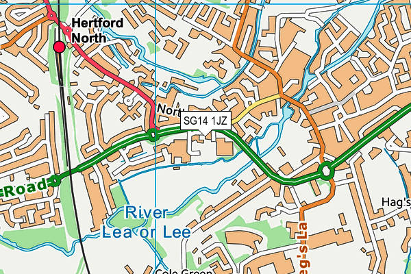 SG14 1JZ map - OS VectorMap District (Ordnance Survey)