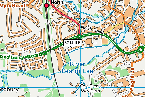 SG14 1LE map - OS VectorMap District (Ordnance Survey)