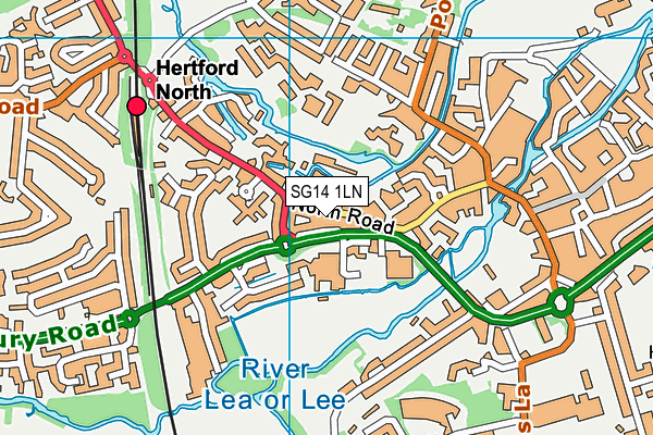 SG14 1LN map - OS VectorMap District (Ordnance Survey)