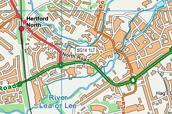 SG14 1LT map - OS VectorMap District (Ordnance Survey)