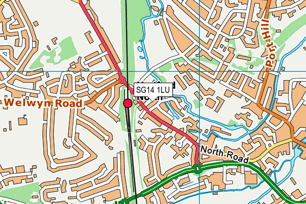 SG14 1LU map - OS VectorMap District (Ordnance Survey)