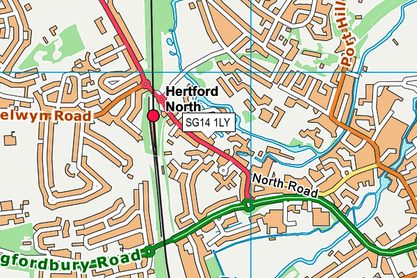 SG14 1LY map - OS VectorMap District (Ordnance Survey)