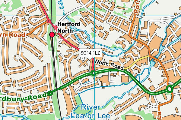 SG14 1LZ map - OS VectorMap District (Ordnance Survey)